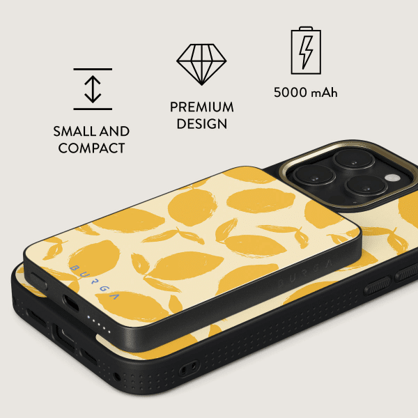 Burga Powerbank MagSafe 5000 mAh Lemon Tart Harmaa