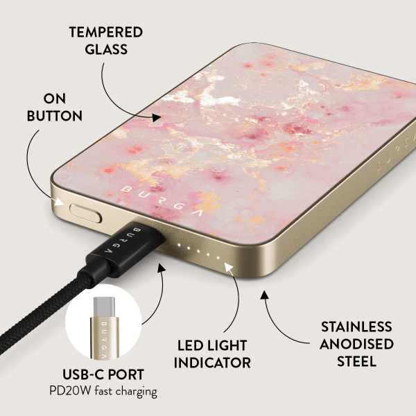 Burga Powerbank MagSafe 5000 mAh Golden Coral kulta