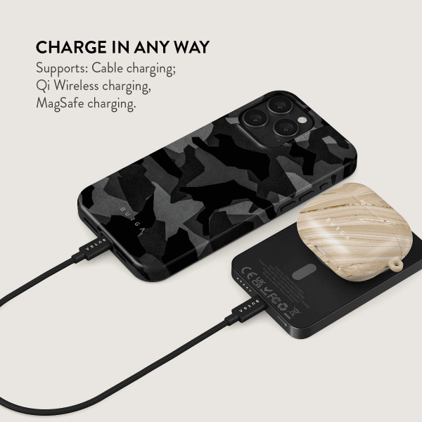 Burga Powerbank MagSafe 5000 mAh Yön Musta Maastokuviointi