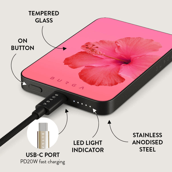 Burga Powerbank MagSafe 5000 mAh Island Girl Harmaa