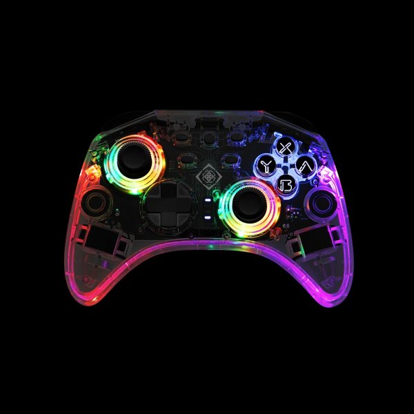 Deltaco Gaming Langaton Ohjain Nintendo Switchille Läpinäkyvä RGB