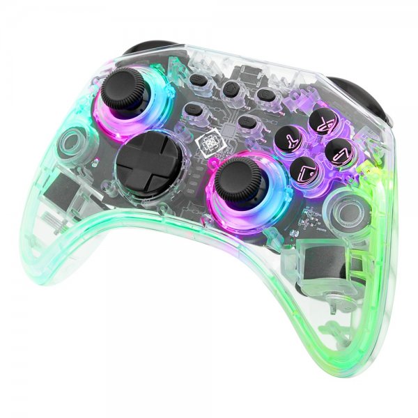 Deltaco Gaming Langaton Ohjain Nintendo Switchille Läpinäkyvä RGB