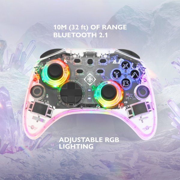 Deltaco Gaming Langaton Ohjain Nintendo Switchille Läpinäkyvä RGB