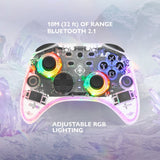 Deltaco Gaming Langaton Ohjain Nintendo Switchille Läpinäkyvä RGB