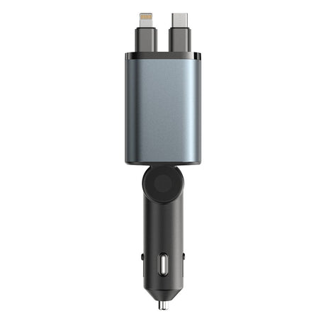 SiGN 4-in-1 autolaturi vedettävillä USB-C/Lightning-kaapeleilla 45W