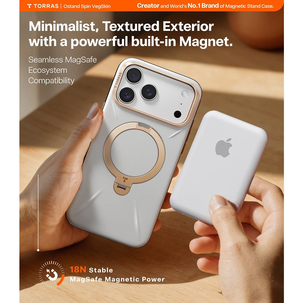 Torras iPhone 17 Pro Kuori Ostand Q3 Vegskin Pearl Gray