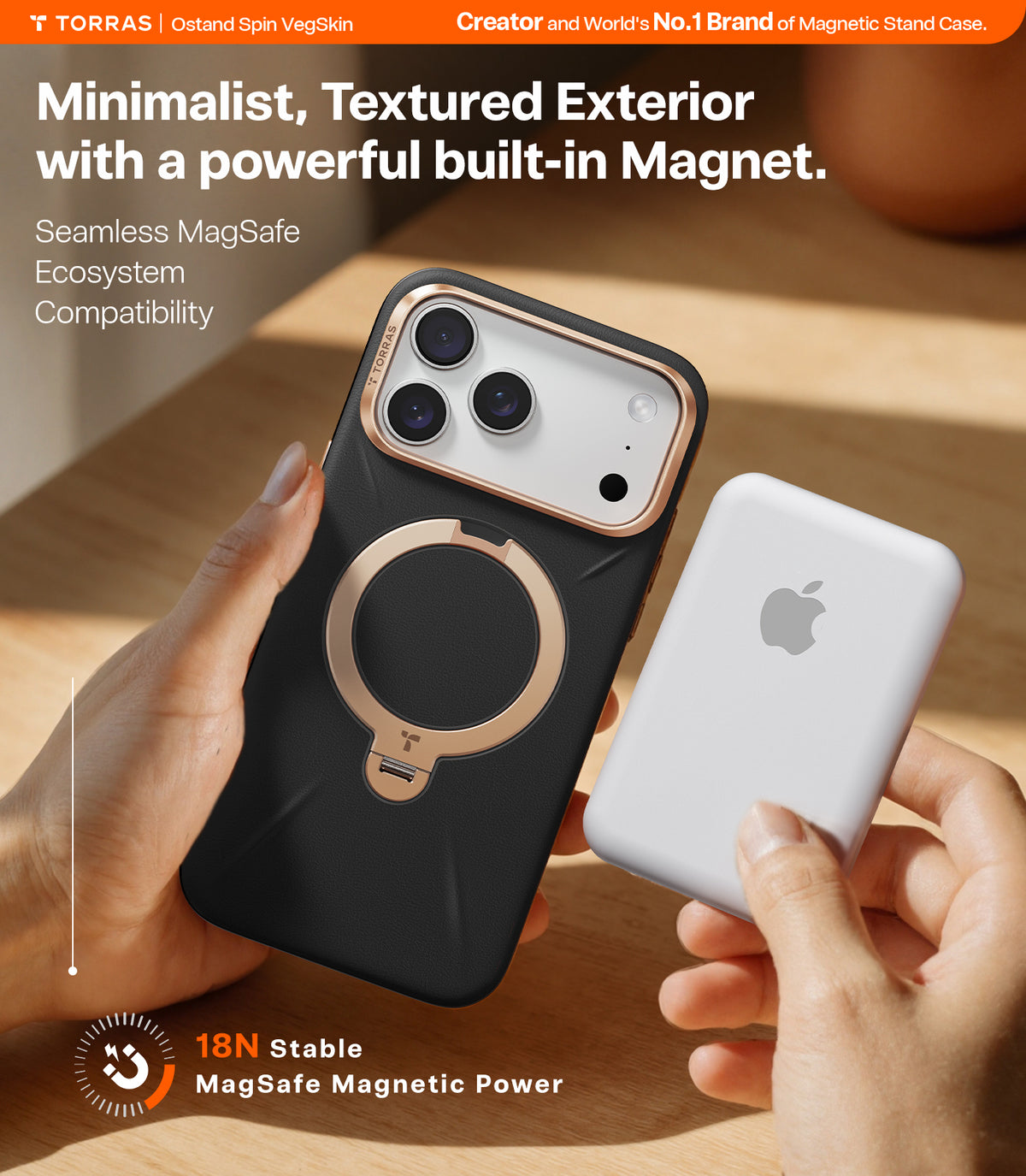 Torras iPhone 17 Pro Kuori Ostand Q3 Vegskin Obsidianmusta
