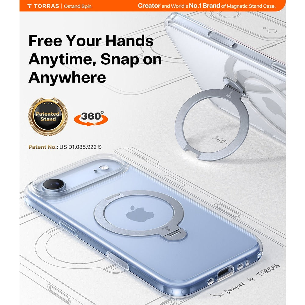 Torras iPhone Air Kuori Ostand Q3 Spin Kirkas