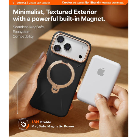 Torras iPhone 17 Pro Max Kuori Ostand Q3 Vegskin Obsidian Black