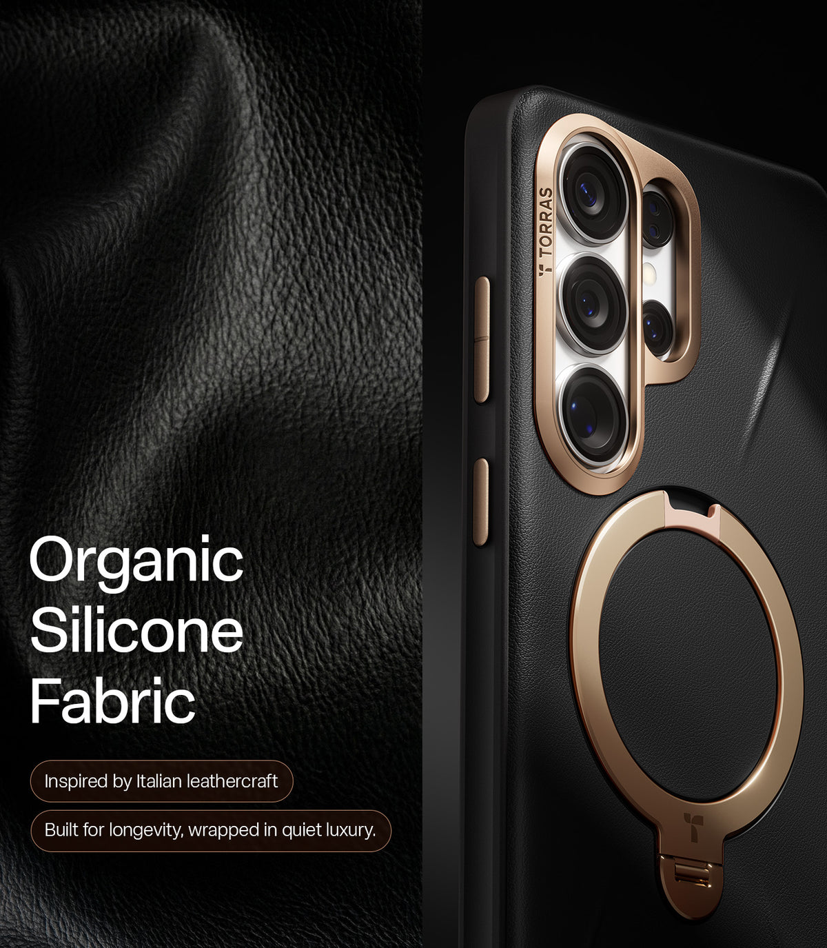 Torras Samsung Galaxy S26 Ultra Kuori Ostand Q3 Vegskin Obsidian Black