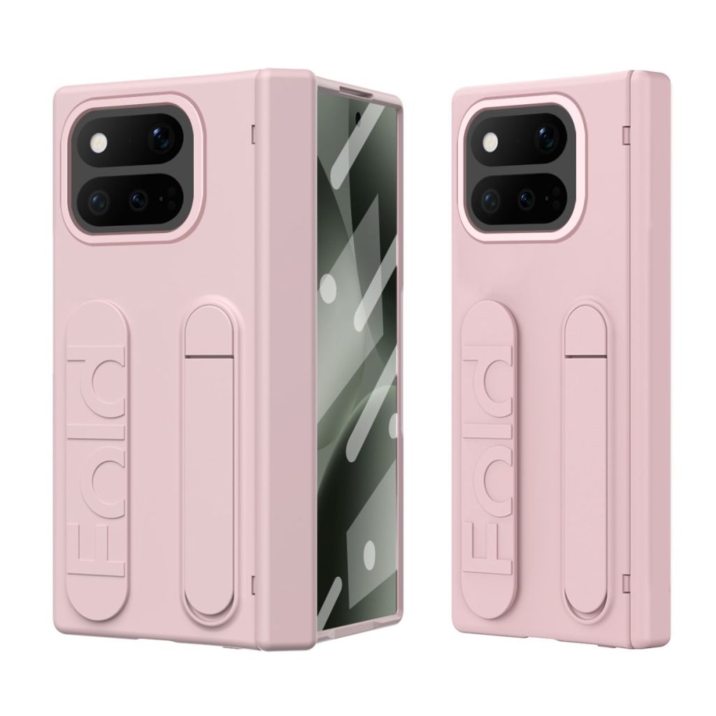 Google Pixel 11 Pro Fold Kuori Jalustalla & Kädensijailla Vaaleanpunainen