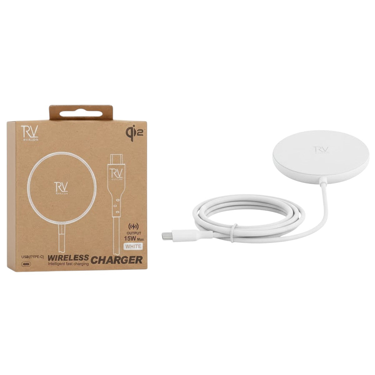 Rvelon Langaton MagSafe Laturi telineellä Qi2 15W USB-C Valkoinen