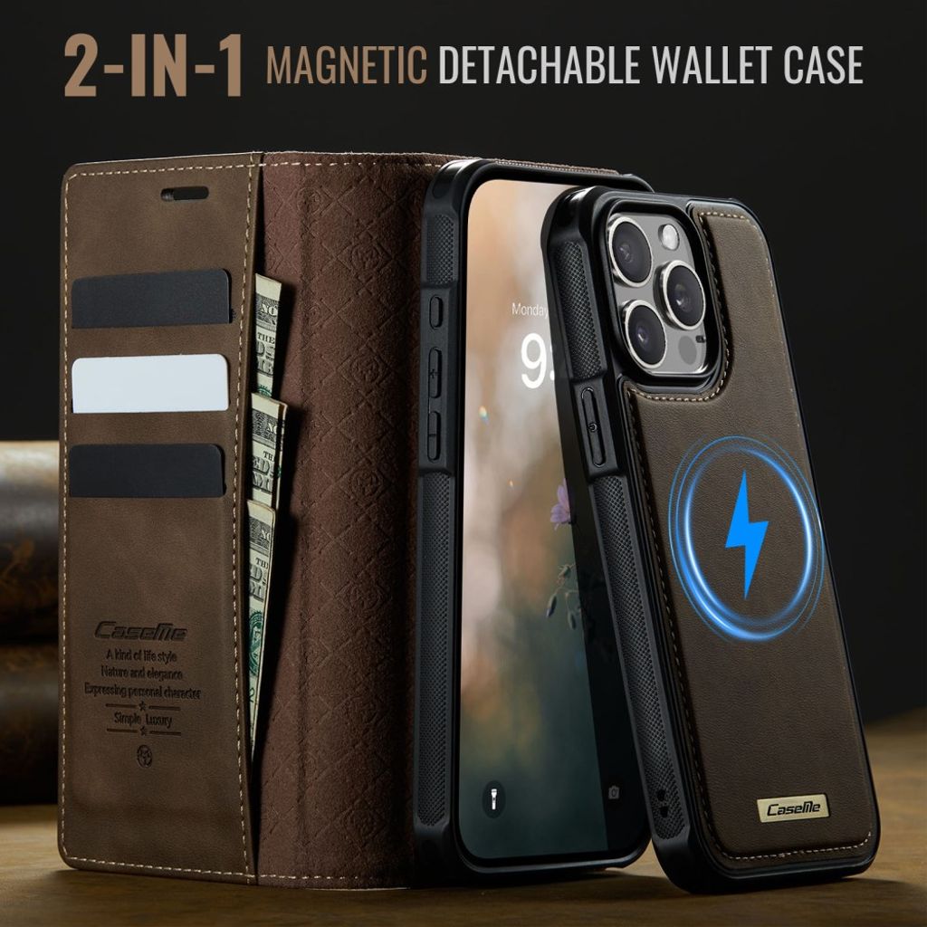 CaseMe iPhone 15 Pro Kotelo C49 Series Ruskea
