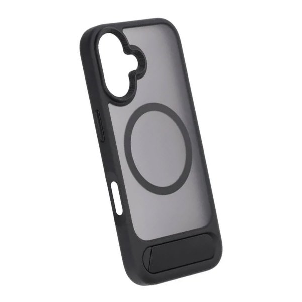 Rvelon iPhone 17 -kuori MagSafe-jalustalla, musta