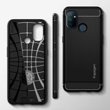 Spigen OnePlus Nord N100 Rugged Armor -suojakuori, mattamusta