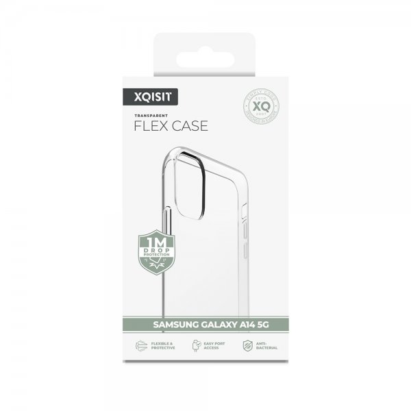 Xqisit Samsung Galaxy A14 -suojakuori, Flex Case, läpinäkyvä