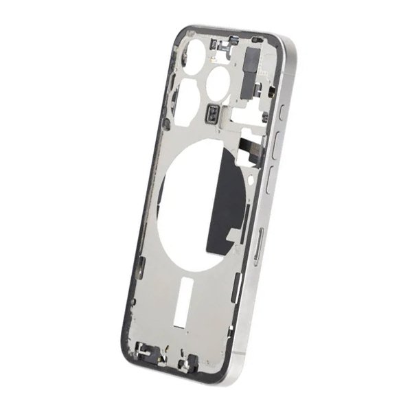 Keskikehys pikkutarvikkeineen iPhone 15 Prolle - Valkoinen titaani OEM