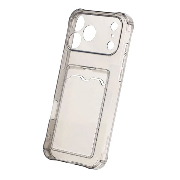 iPhone 17 Pro Max Kuori Korttikotelo Läpinäkyvä Musta