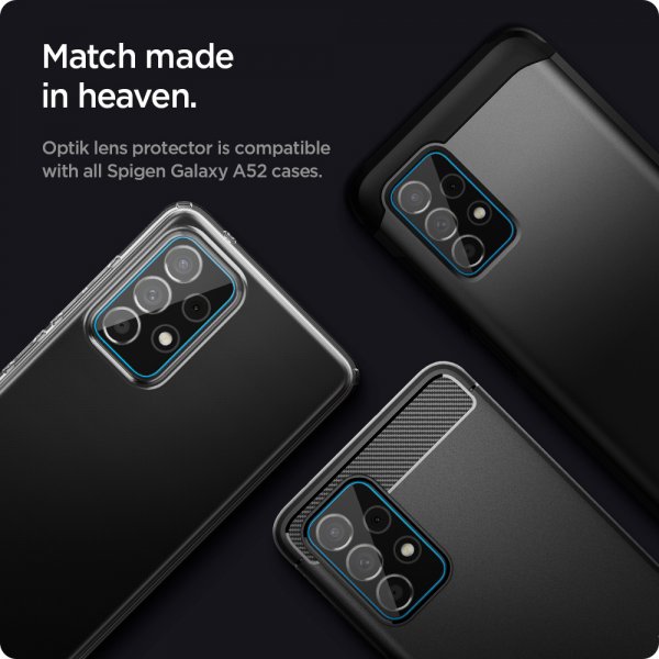 Spigen Samsung Galaxy A52/A52s 5G Kameran suojaus Glas.tR Optik 2-pakkaus Musta