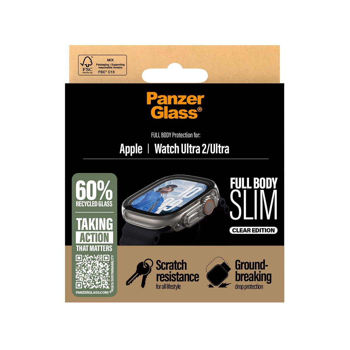 PanzerGlass Apple Watch Ultra 49mm Kuori Näytönsuojalla Full Body Kirkas