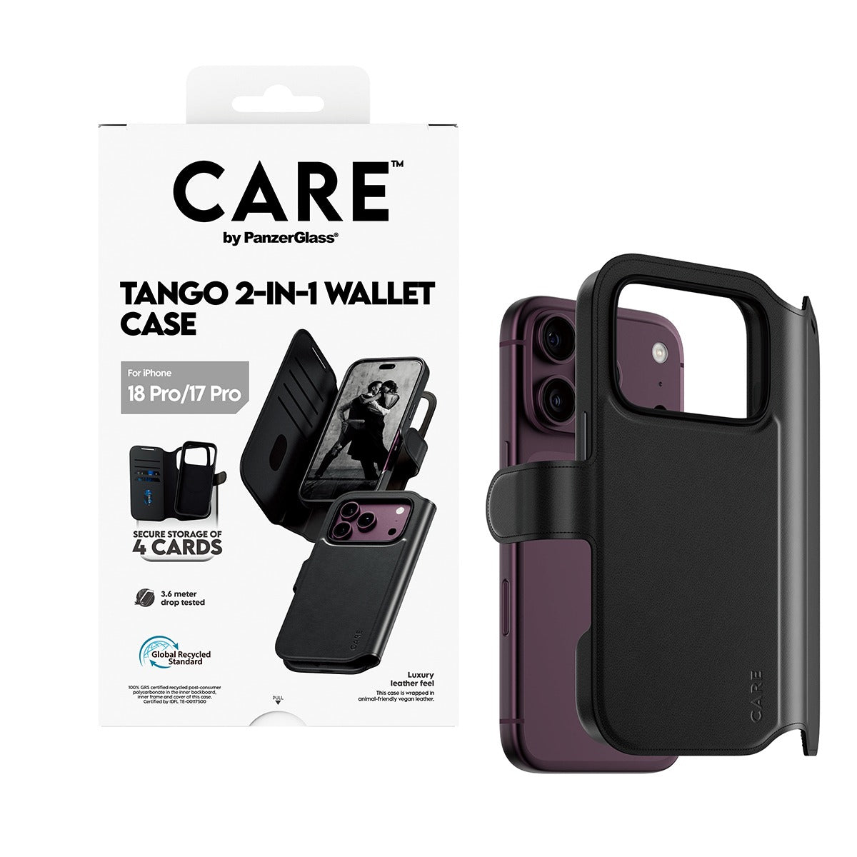 CARE by PanzerGlass iPhone 17 Pro/iPhone 18 Pro Kotelo Tango Wallet MagSafe Musta