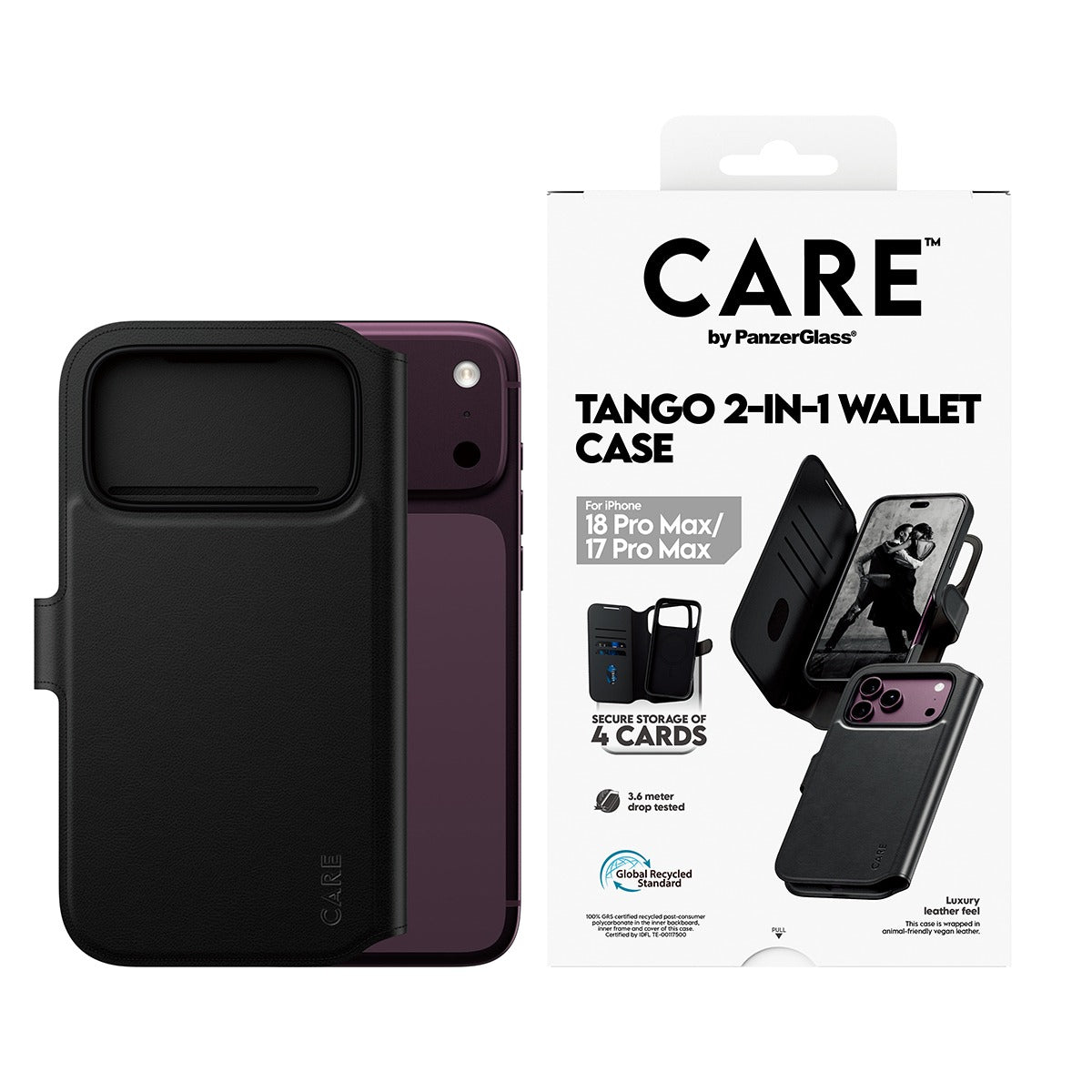 CARE by PanzerGlass iPhone 17 Pro Max/iPhone 18 Pro Max Kotelo Tango Wallet MagSafe Musta