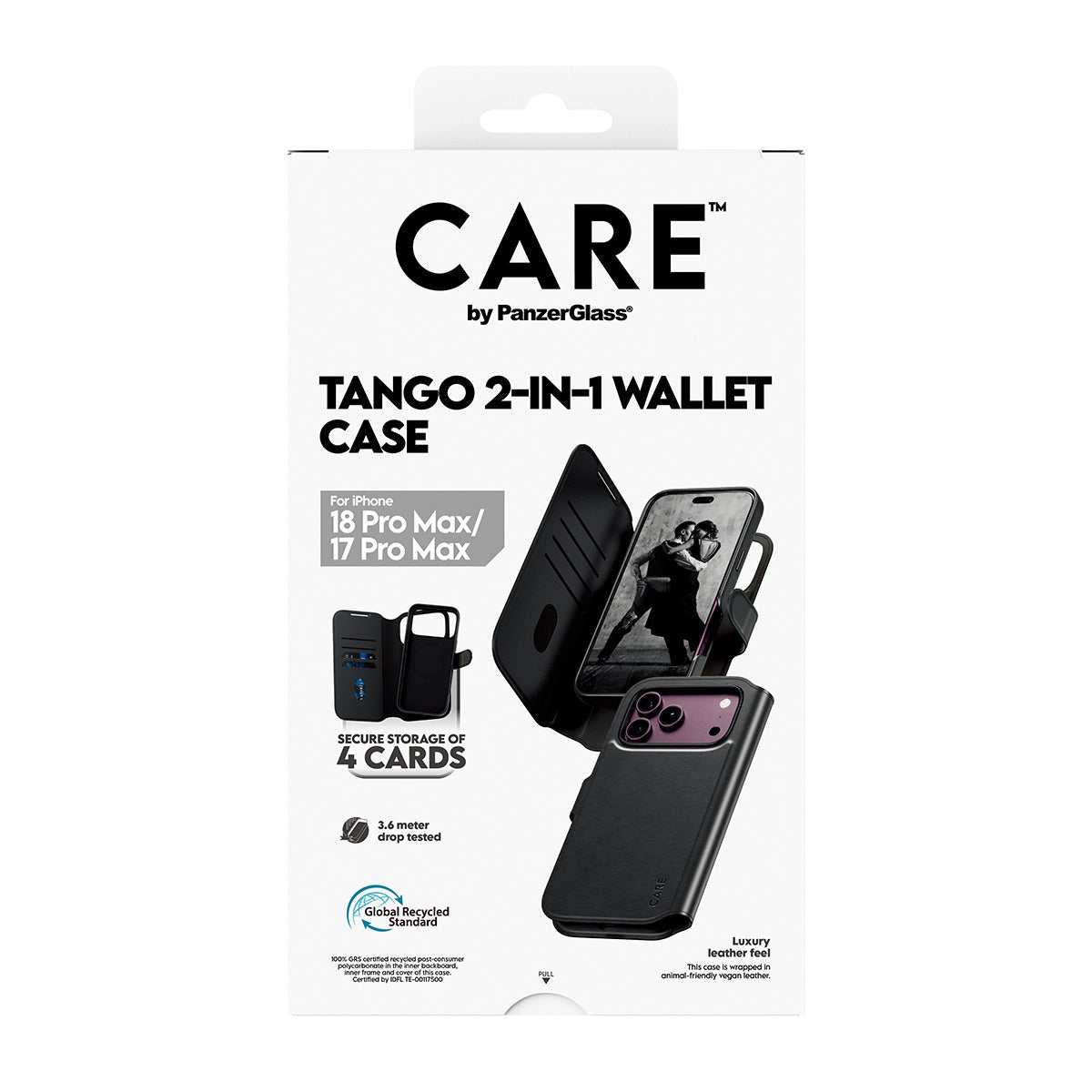CARE by PanzerGlass iPhone 17 Pro Max/iPhone 18 Pro Max Kotelo Tango Wallet MagSafe Musta