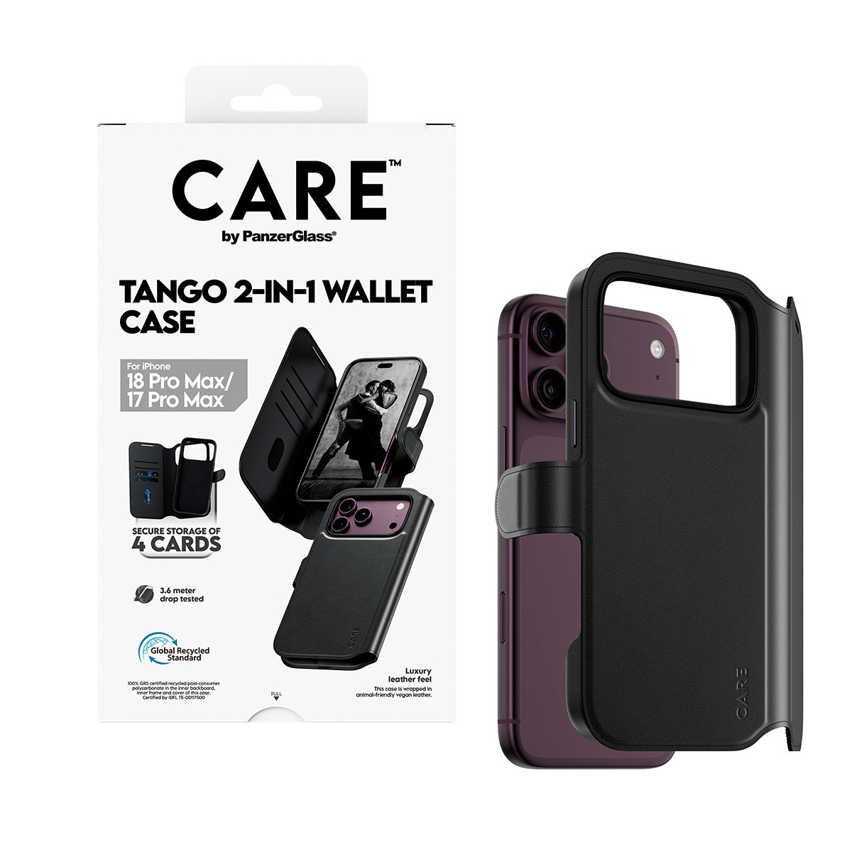 CARE by PanzerGlass iPhone 17 Pro Max/iPhone 18 Pro Max Kotelo Tango Wallet MagSafe Musta