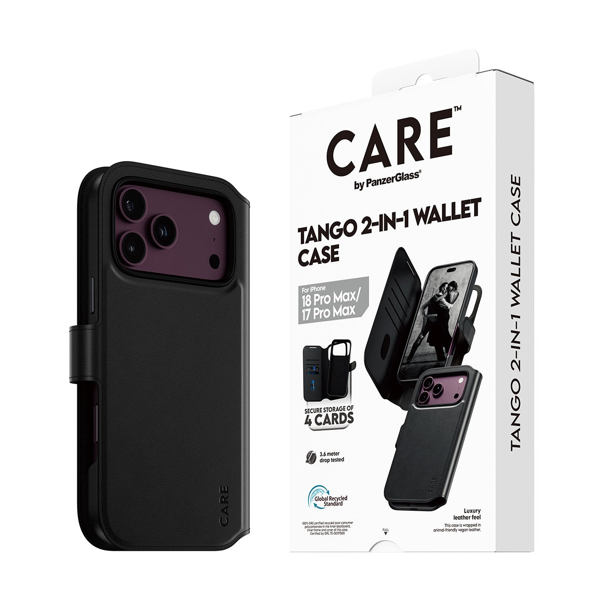 CARE by PanzerGlass iPhone 17 Pro Max/iPhone 18 Pro Max Kotelo Tango Wallet MagSafe Musta