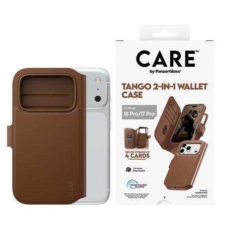 CARE by PanzerGlass iPhone 17 Pro/iPhone 18 Pro Kotelo Tango Wallet MagSafe Ruskea