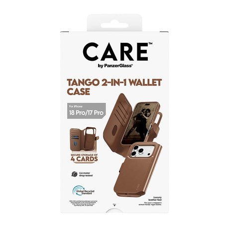 CARE by PanzerGlass iPhone 17 Pro/iPhone 18 Pro Kotelo Tango Wallet MagSafe Ruskea