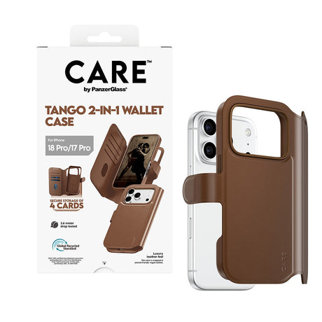 CARE by PanzerGlass iPhone 17 Pro/iPhone 18 Pro Kotelo Tango Wallet MagSafe Ruskea