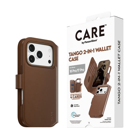CARE by PanzerGlass iPhone 17 Pro/iPhone 18 Pro Kotelo Tango Wallet MagSafe Ruskea