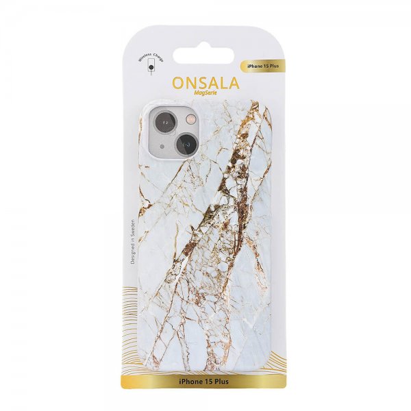 Onsala iPhone 15 Plus Suojakuori MagSeries White Rhino Marble