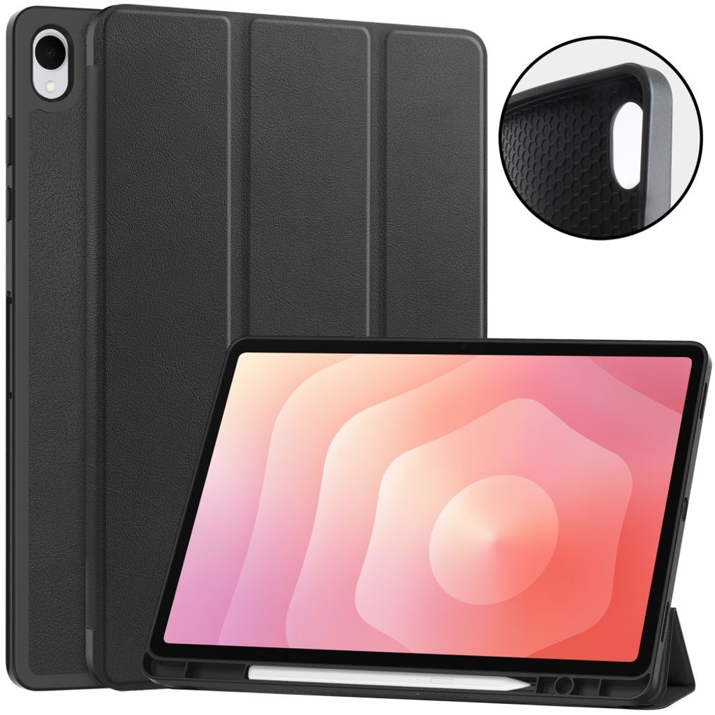 Samsung Galaxy Tab S12 Plus Kotelo Tri-Fold kynätasku Musta