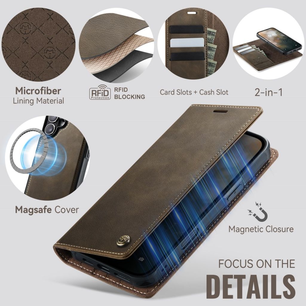 CaseMe iPhone 17 Kotelo C49 Series Ruskea
