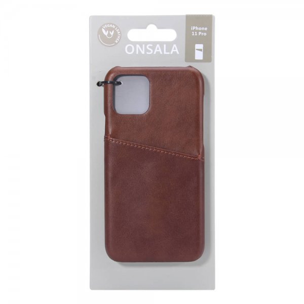 Onsala iPhone 11 Pro -suojakuori, jossa korttipaikka, ruskea
