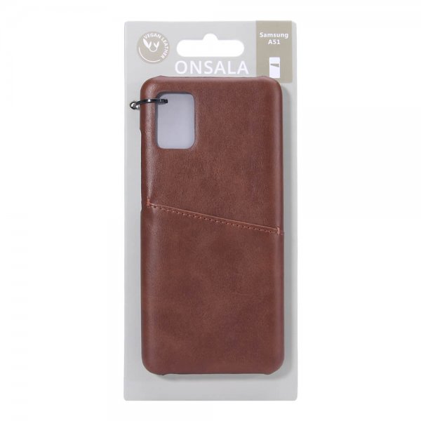 Onsala Samsung Galaxy A51 kuori korttipaikalla, ruskea