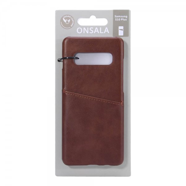 Onsala Samsung Galaxy S10 Plus -suojakotelo korttipaikalla, ruskea