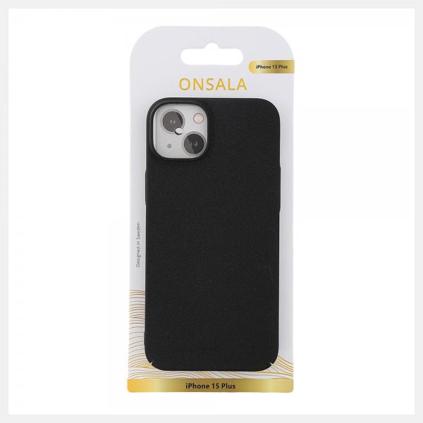 Onsala iPhone 15 Plus Ultraslim Sand Burst -suojakuori, musta