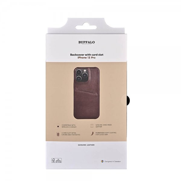 Buffalo iPhone 13 Pro -kuoret takakansi korttitaskulla, ruskea