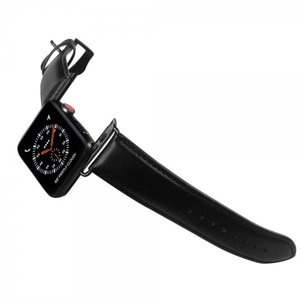 Buffalo Apple Watch 44/45/46mm/Apple Watch Ultra Ranneke Aitoa Nahkaa Musta