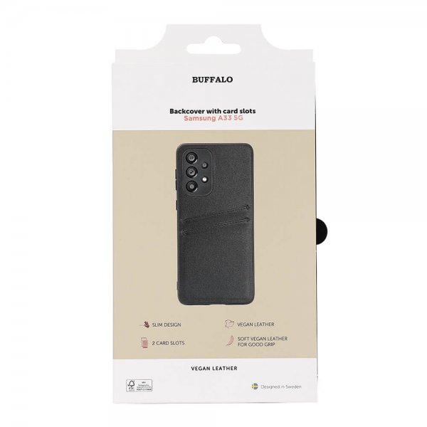 Buffalo Samsung Galaxy A33 5G Kuori Takakansi Korttipaikoilla Musta