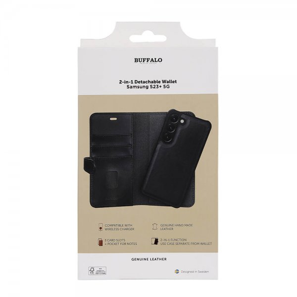 Buffalo Samsung Galaxy S23 Plus 2-in-1 Irrotettava Lompakkokotelo Musta