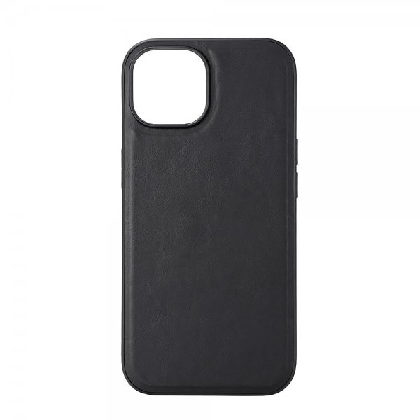 Buffalo iPhone 15 -kuori, aitoa nahkaa, MagSeries, musta