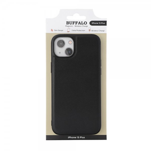 Buffalo iPhone 15 Plus Suojakuori PU MagSeries Musta