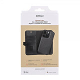 Buffalo iPhone 15 Pro -suojakuori, 3 korttipaikkaa, irrotettava MagSeries-kuori, musta