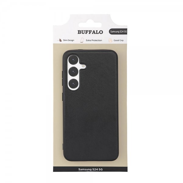 Buffalo Samsung Galaxy S24 -suojakotelo, PU-nahkaa, musta