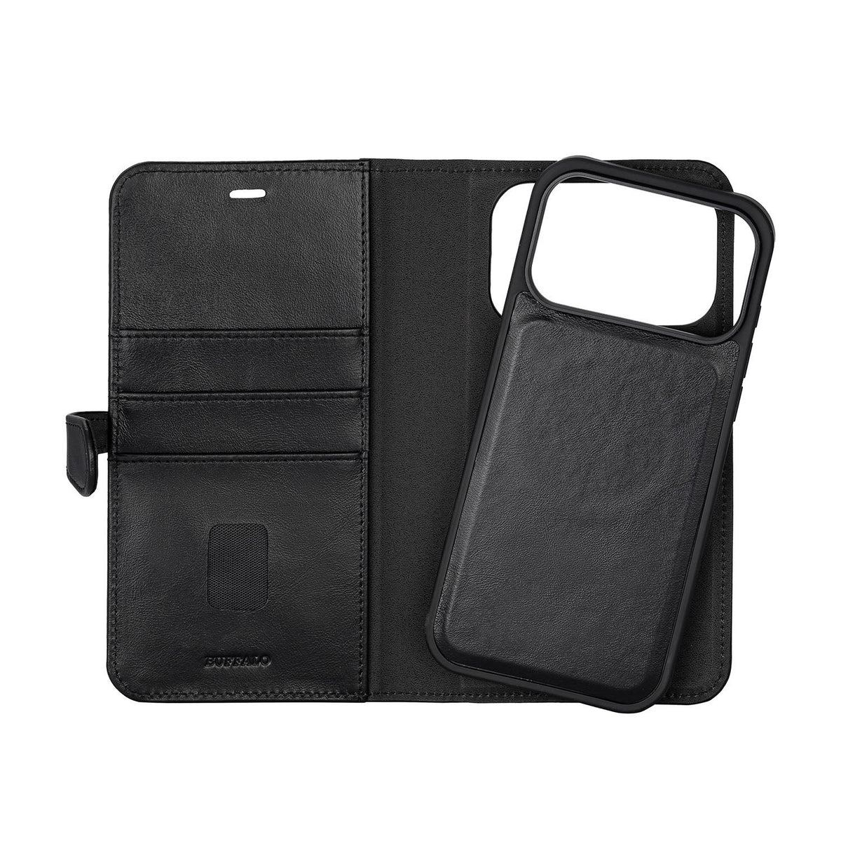 Buffalo iPhone 17 Pro Max/iPhone 18 Pro Max Kotelo 2-in-1 Irrotettava lompakko Musta
