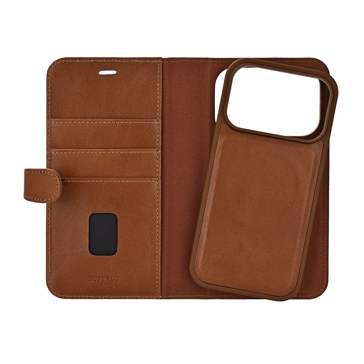 Buffalo iPhone 17 Pro/iPhone 18 Pro Kotelo 2-in-1 Irrotettava lompakko Ruskea
